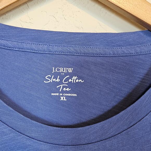 J Crew Factory Slub Cotton Tee Blue Women's Size XL Basic Everyday Casual - Picture 3 of 6